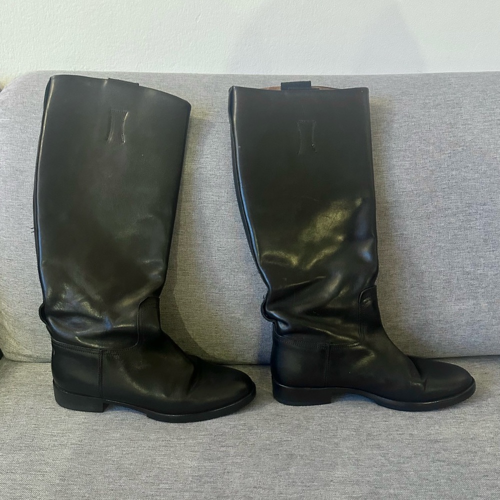 Rag and Bone Holly Black Leather Knee-High 18” Boots - Picture 2 of 5